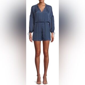 Alice + Olivia Striped Bishop Sleeve Romper | Sapphire Blue | Size 4 | Like New